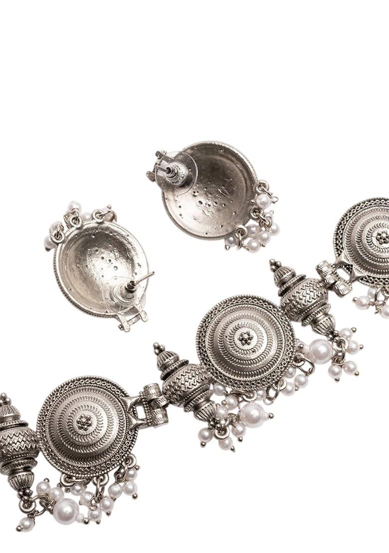 Silver Silver Plated Beaded Jewellery Set