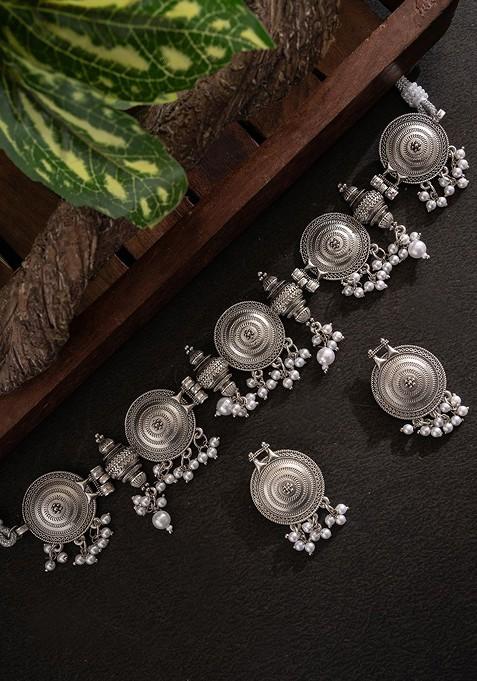 Silver Silver Plated Beaded Jewellery Set