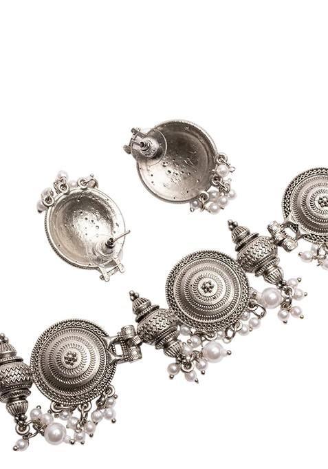 Silver Silver Plated Beaded Jewellery Set