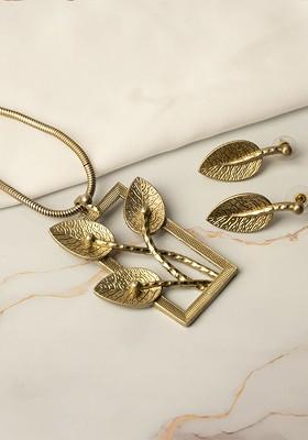 Gold Plated Leaf Design Jewellery Set