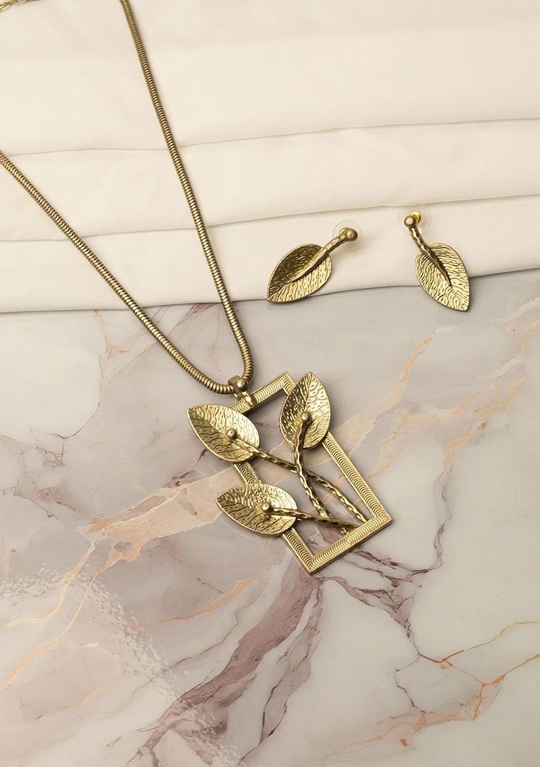 Gold Plated Leaf Design Jewellery Set