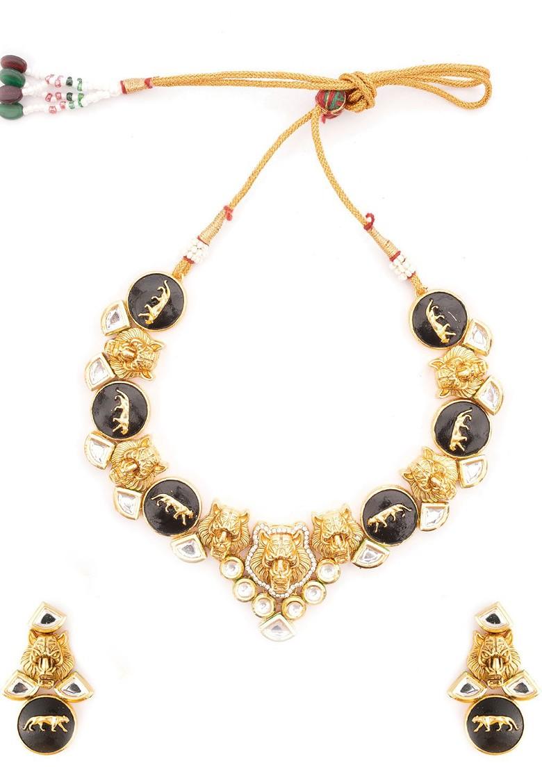 Gold Plated Kundan Stone Studded Jewellery Set