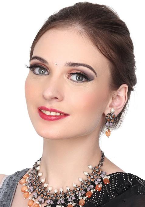 Silver Plated American Diamond Studded Jewellery Set