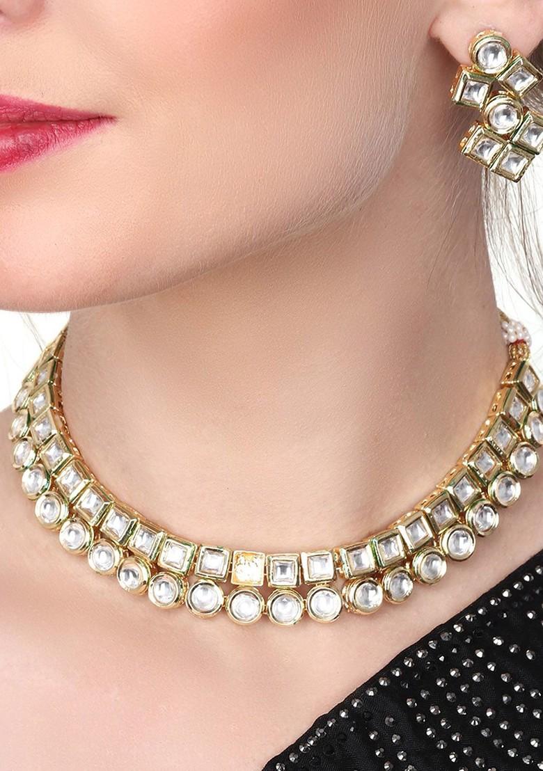 Gold Plated Kundan Stone Studded Jewellery Set