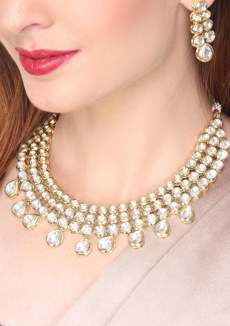 Gold Plated Kundan Stone Studded Jewellery Set