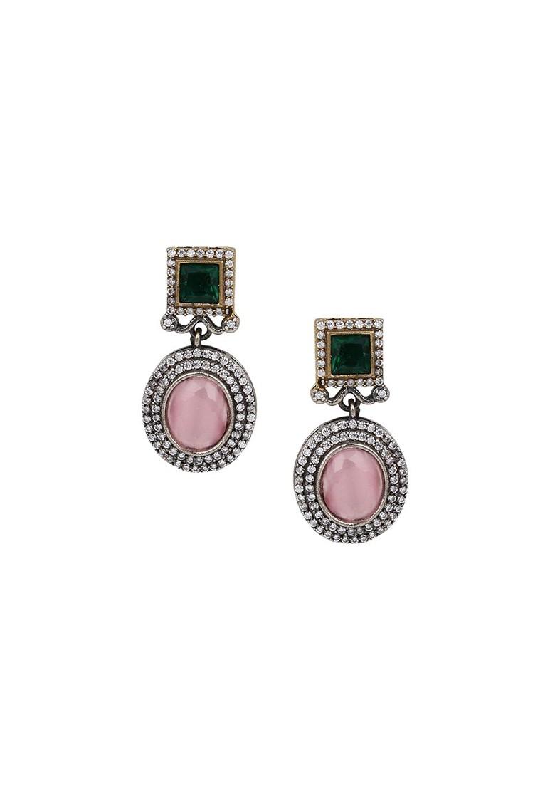 Gold Plated Cz Studded Necklace And Earrings