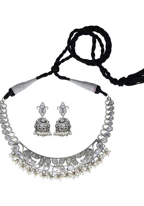 Silver Plated Oxydised Jewellery Set
