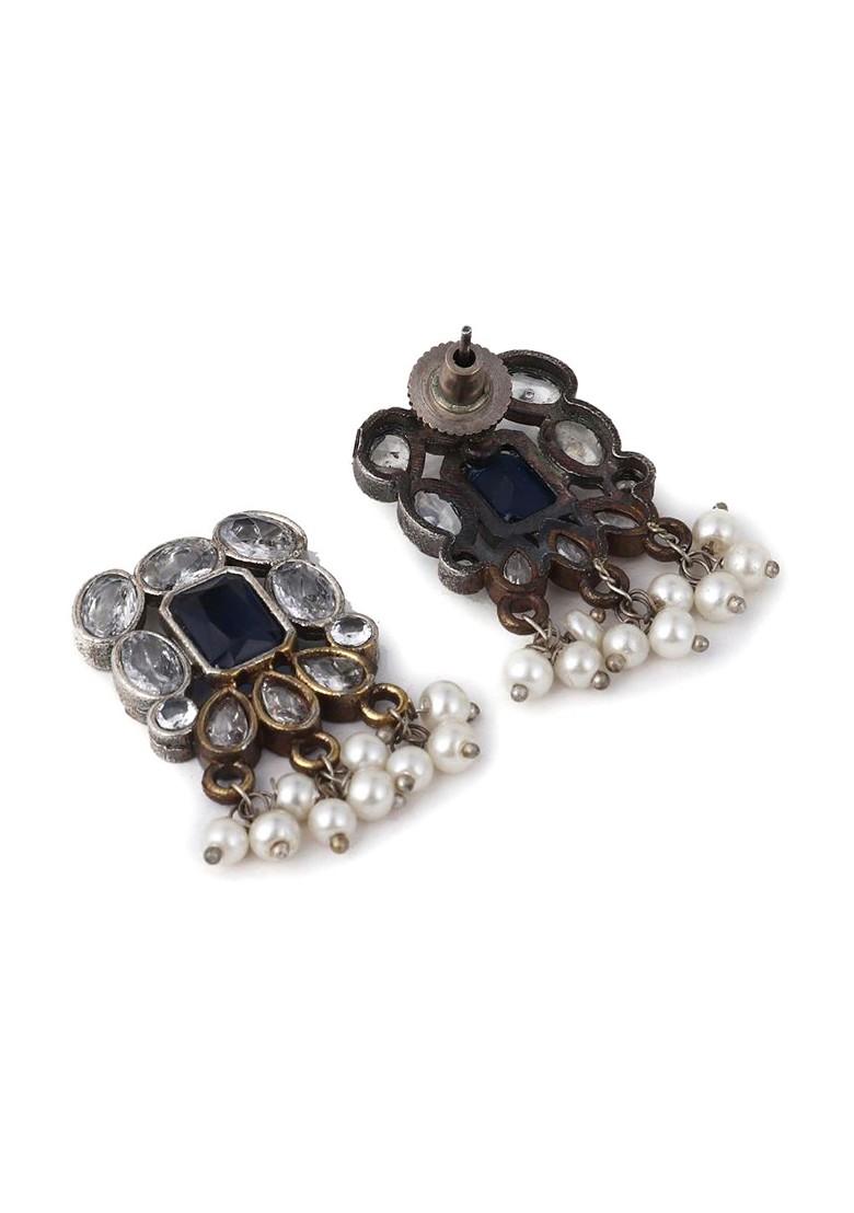 Gold Plated Ad Stones Studded Necklace And Earrings