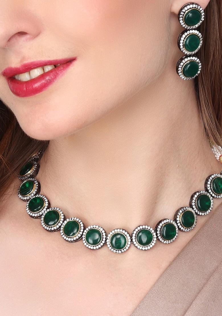 Gold Plated Stone Studded Jewellery Set