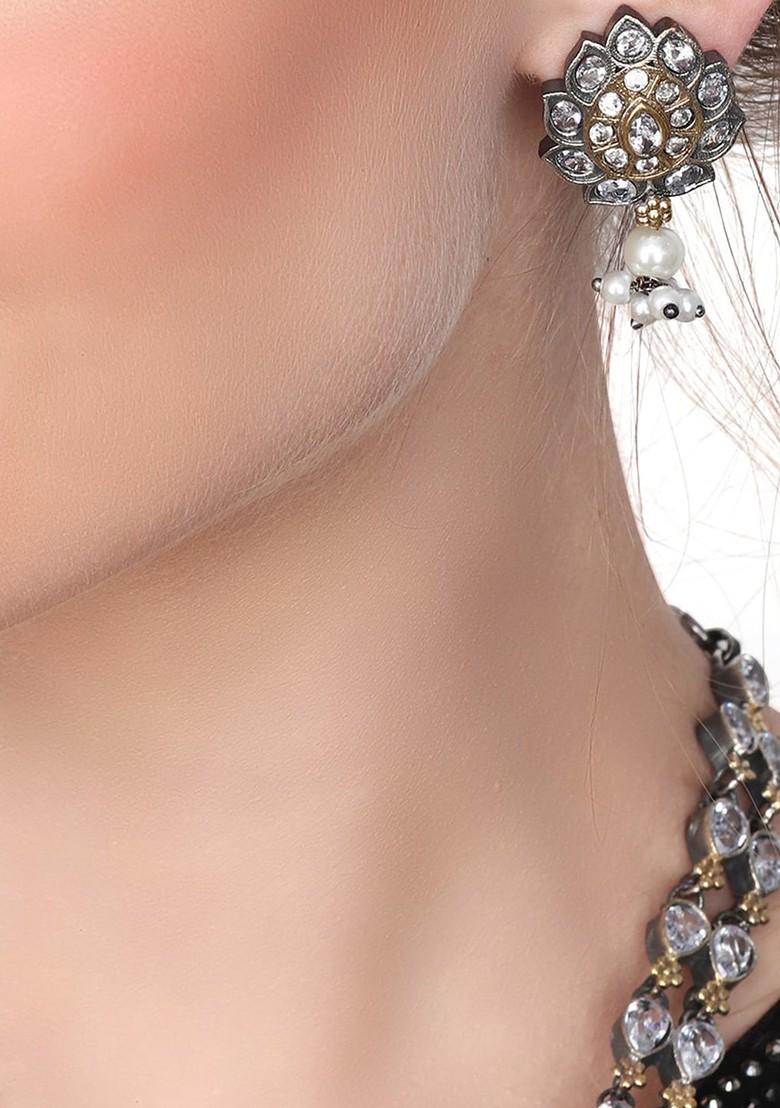 Silver Plated Cz Studded Oxidised Jewellery Set