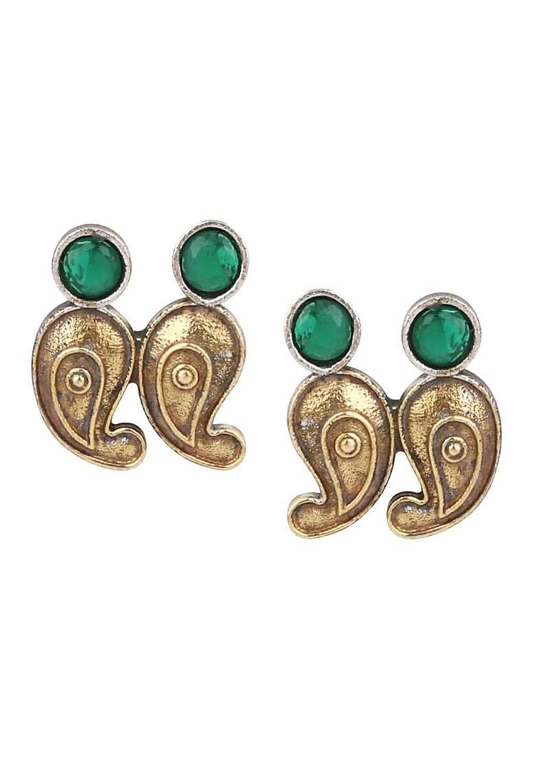 Gold Plated Ad And Quartzstone Studded And Beaded Jewellery Set