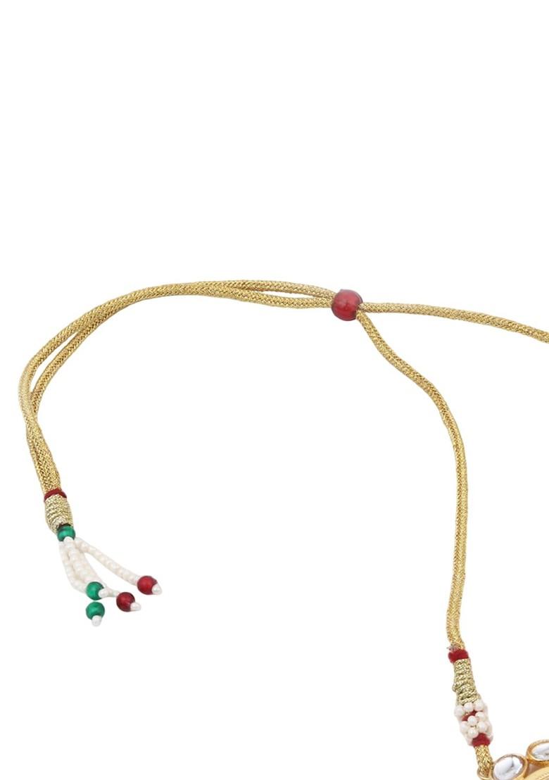 Gold Plated Kundan Studded And Beaded Meenakari Jewellery Set