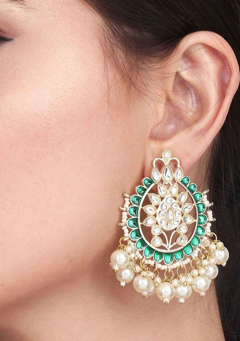 Gold Plated Kundan And Beaded Jewellery Set - Indya