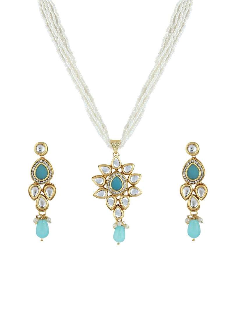 Gold Plated Kundan Studded Jewellery Set - Indya