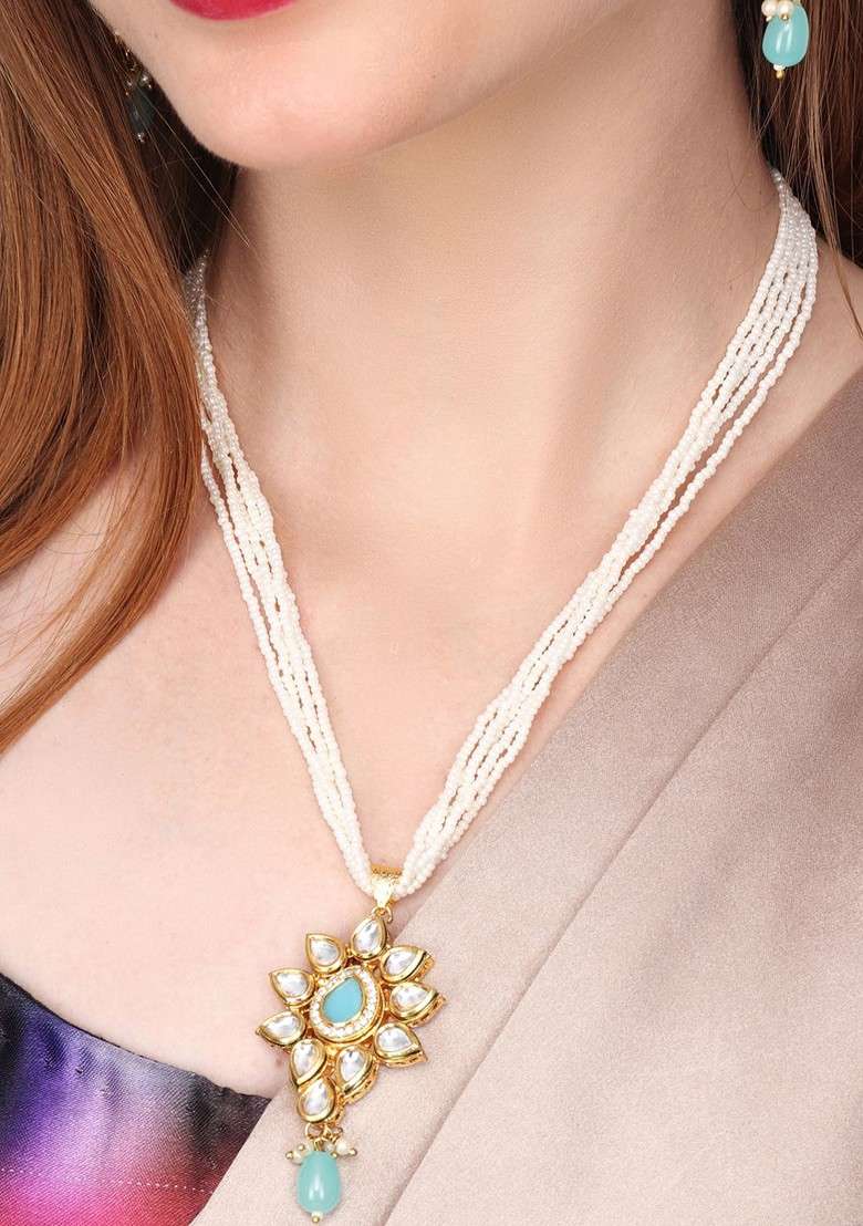Gold Plated Kundan Studded Jewellery Set - Indya