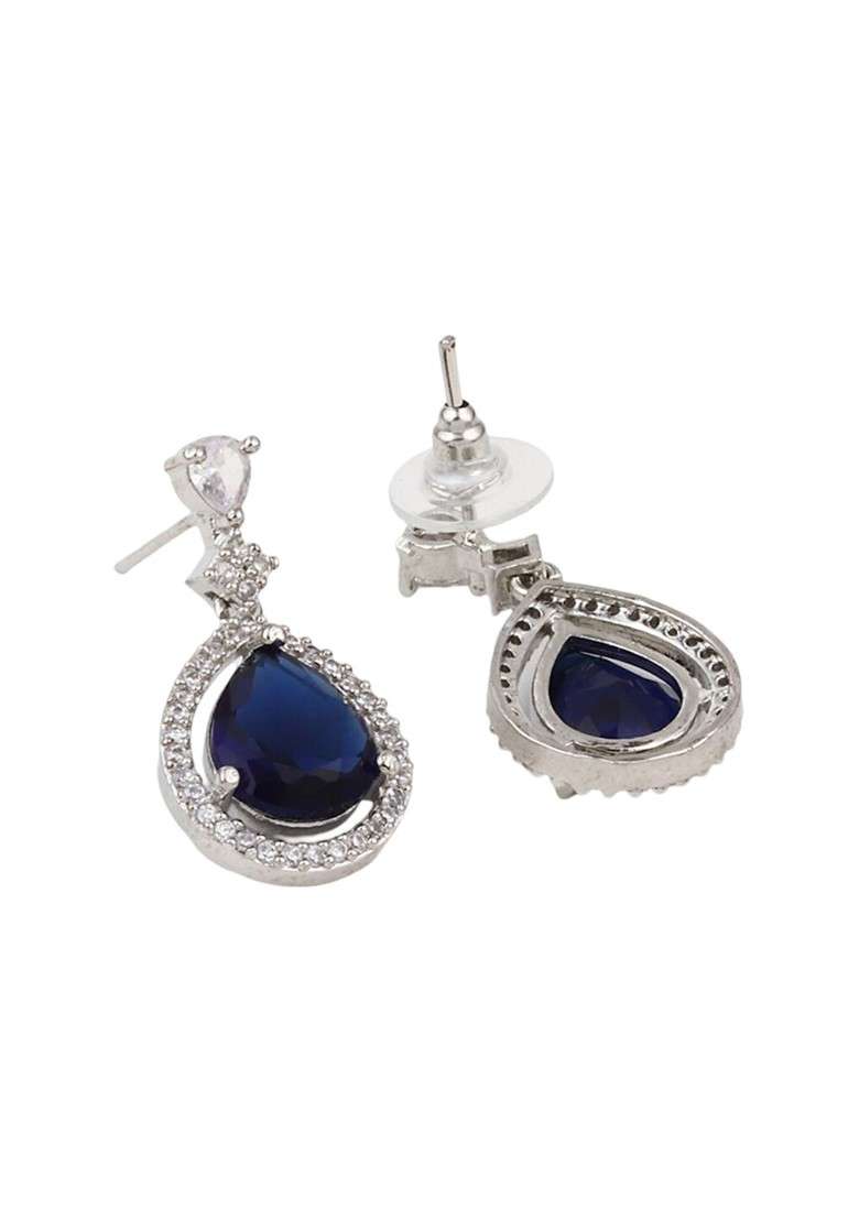 Silver Plated Cz Studded Jewellery Set - Indya