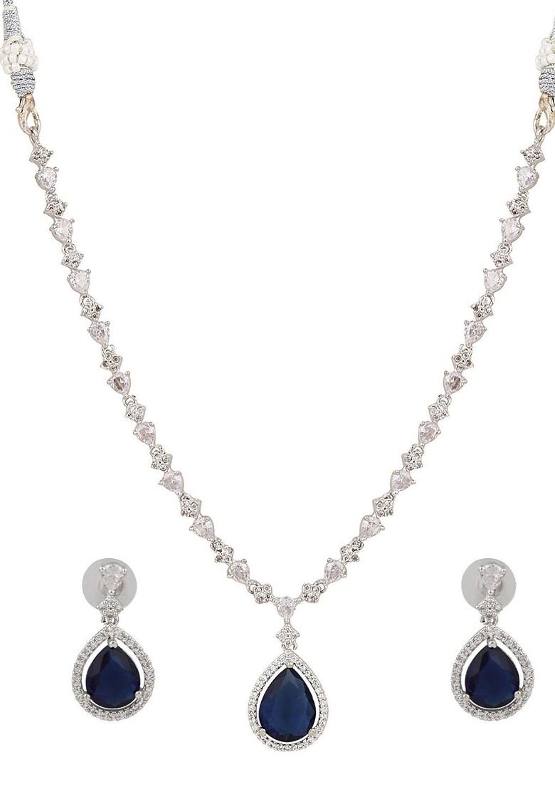 Silver Plated Cz Studded Jewellery Set