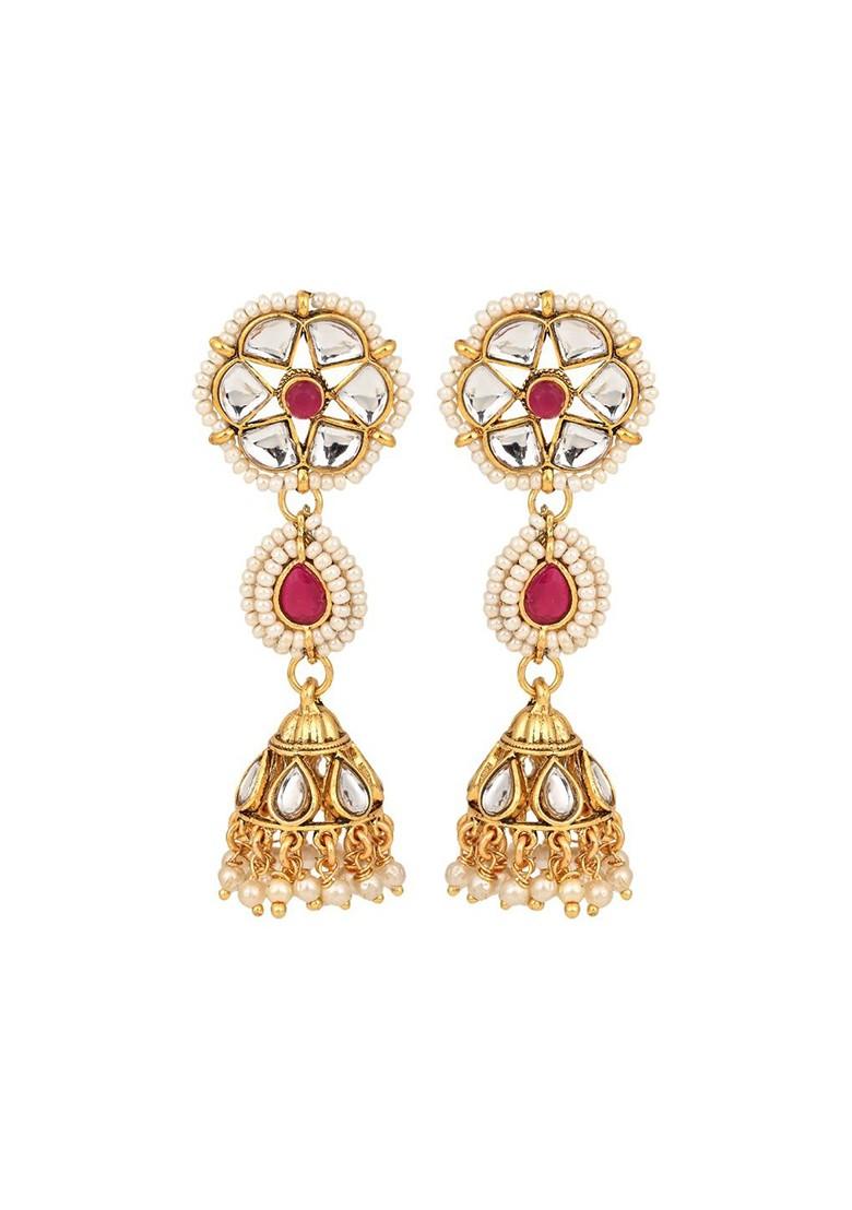 Gold Plated Kundan Studded And Beaded Jewellery Set