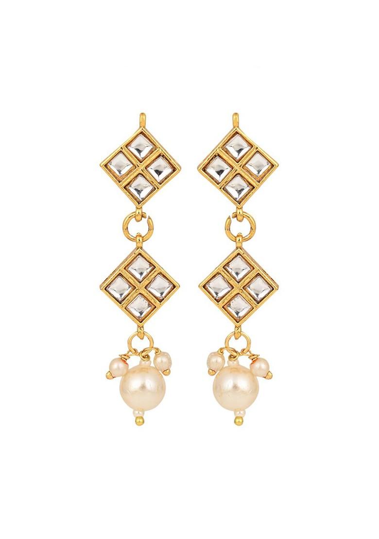 Gold Plated Kundan Studded And Beaded Jewellery Set