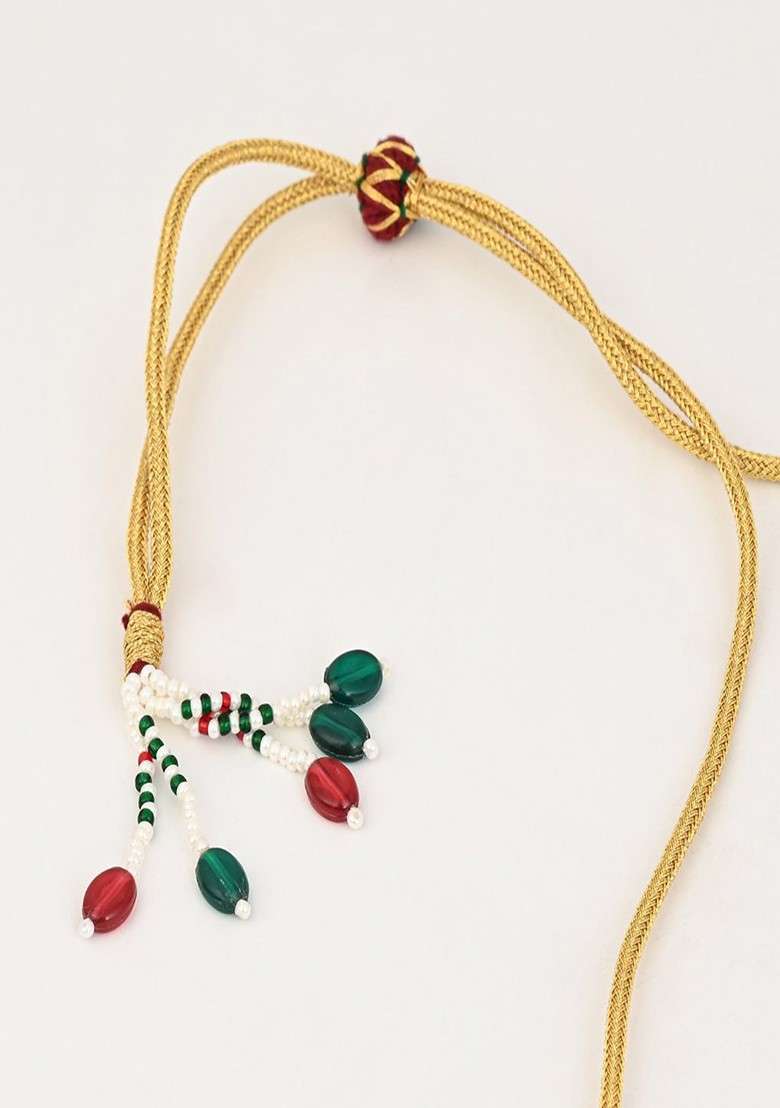 Gold Plated Kundan Studded And Beaded Jewellery Set - Indya