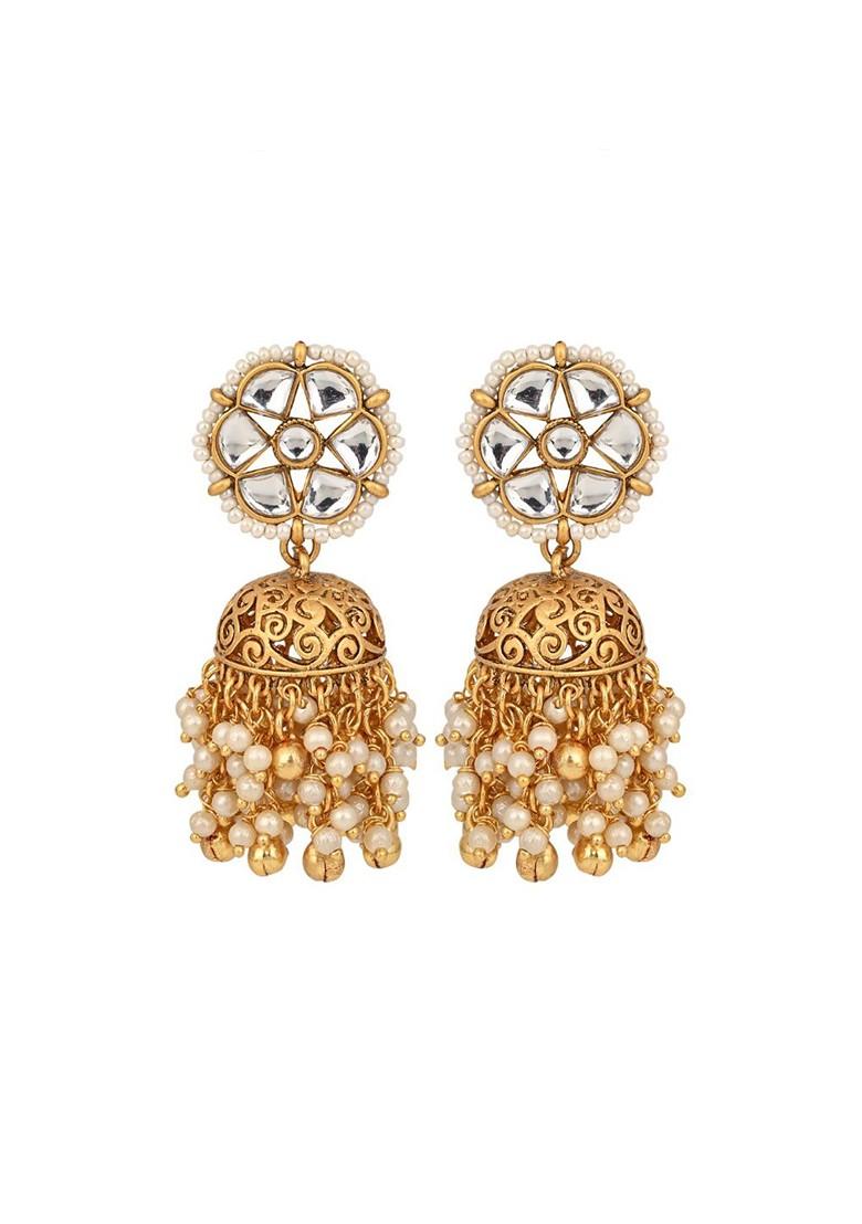 Gold Plated Kundan Studded And Beaded Jewellery Set