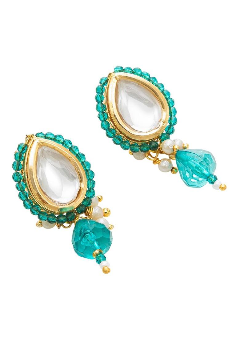 Gold Plated Kundan Studded And Pearl Beaded Jewellery Set