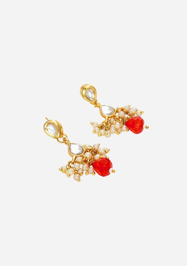 Kundan Studded And Beaded Necklace And Earrings