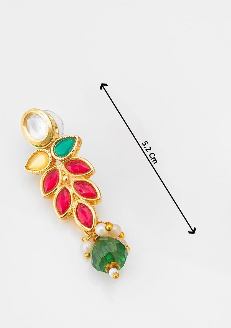 Gold Plated Kundan Studded And Beaded Necklace And Earrings