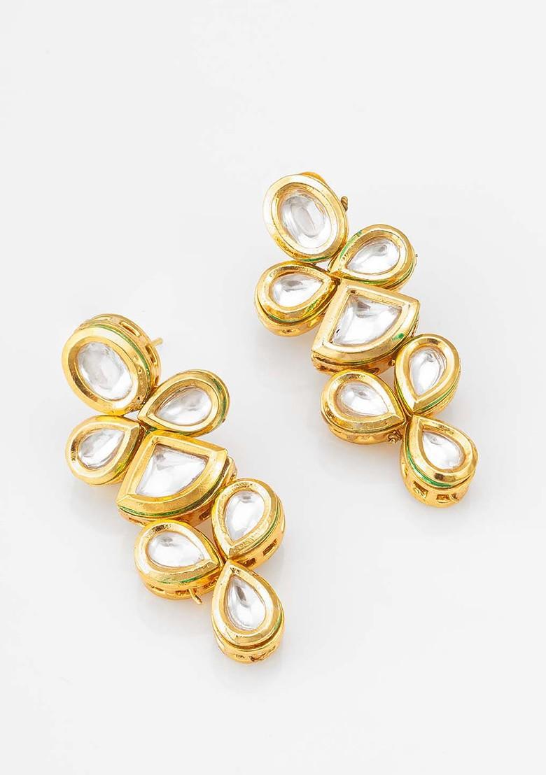 Gold Plated Kundan Studded And Pearl Beaded Jewellery Set