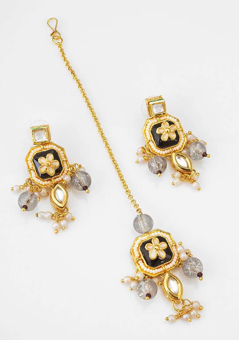 Kundan Studded And Pearl Beaded Jewellery Set - Indya