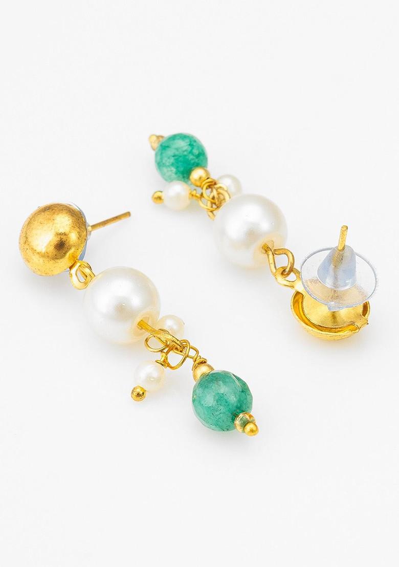 Gold Plated Stone Studded And Beaded Jewellery Set