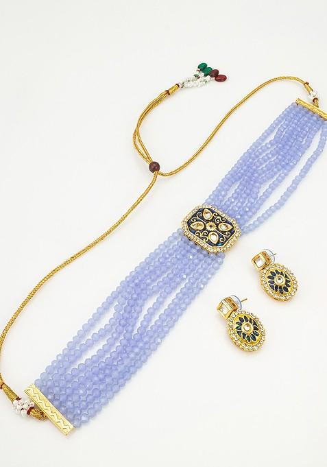 Stone Studded And Beaded Jewellery Set