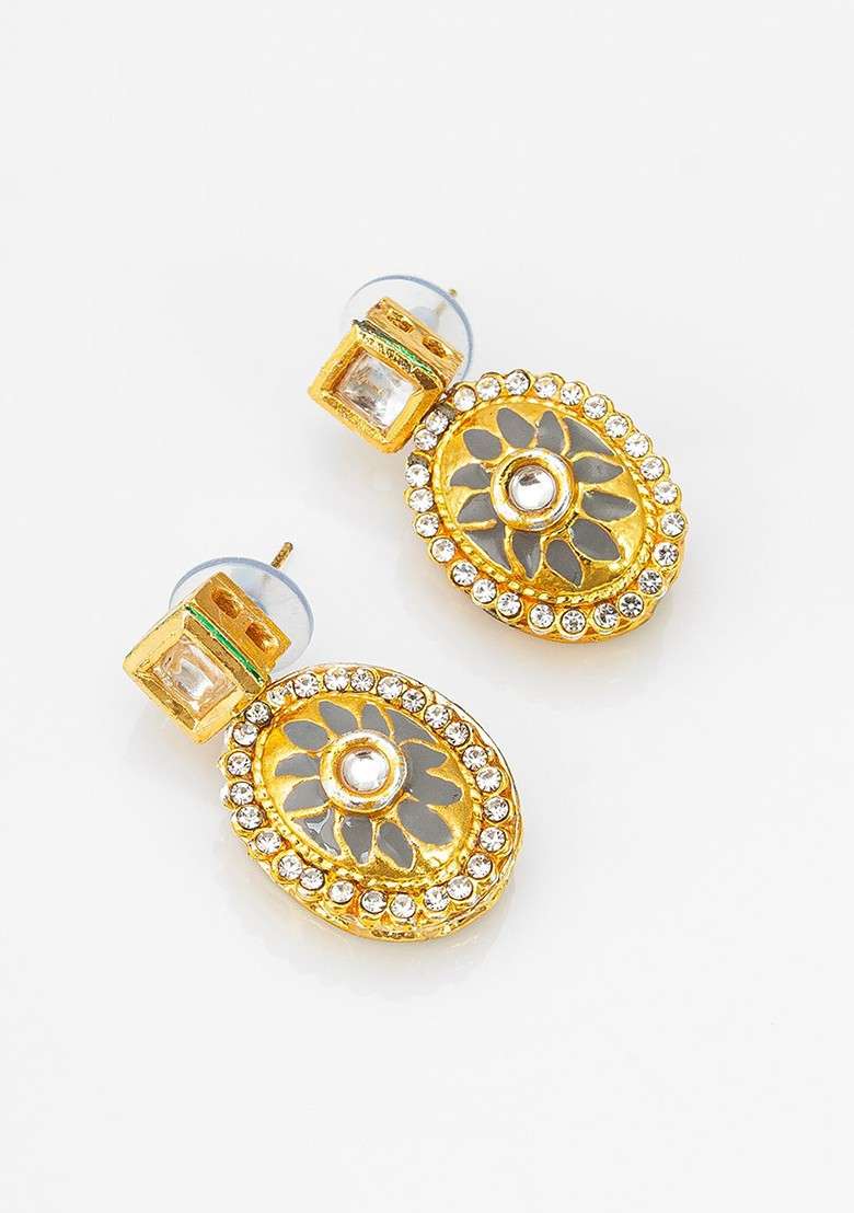 Gold Plated Stone Studded Jewellery Set - Indya