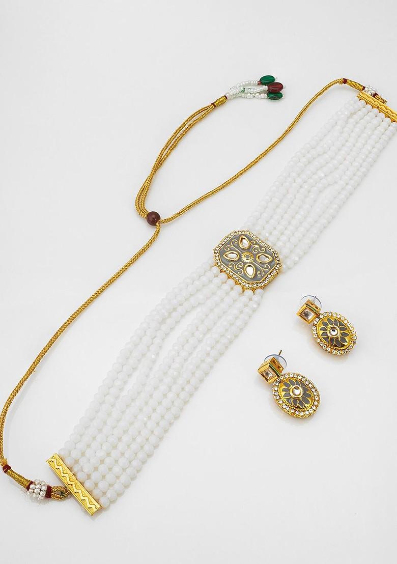 Gold Plated Stone Studded Jewellery Set
