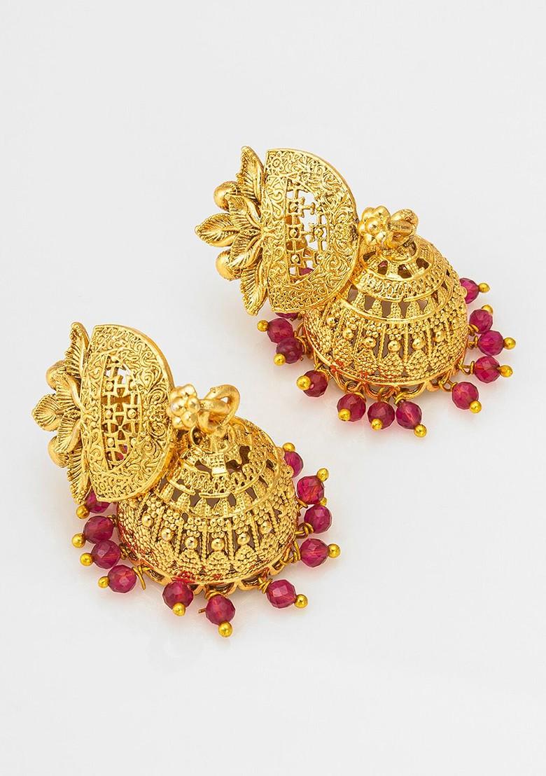 Gold Plated Kundan Studded And Pearl Beaded Jewellery Set