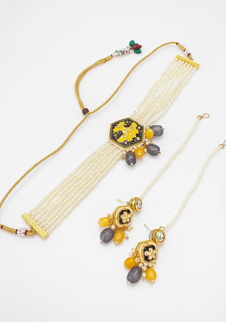Gold Plated Studded Jewellery Set