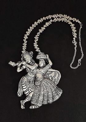 Oxidised Radha Krishna Ghunghroo Necklace For Women