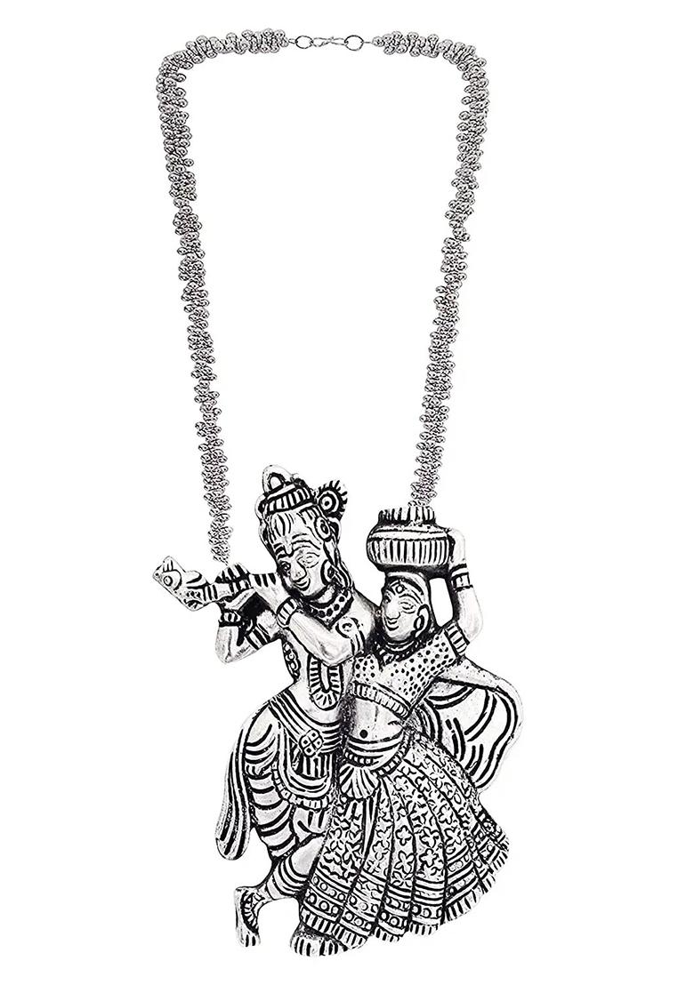 Oxidised Radha Krishna Ghunghroo Necklace For Women
