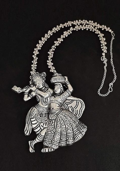 Oxidised Radha Krishna Ghunghroo Necklace For Women