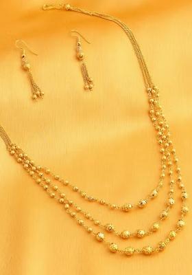 Golden Beads 3 Layer Stylish Necklace For Women