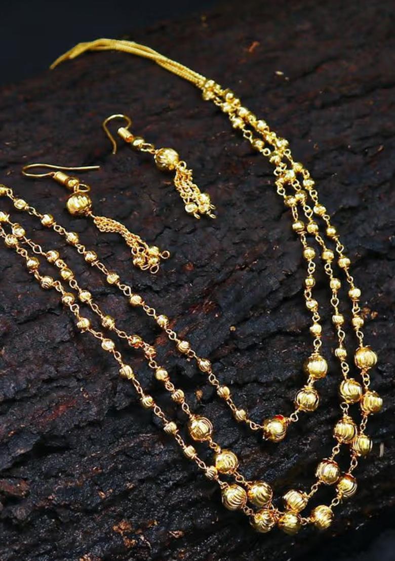 Golden Beads 3 Layer Stylish Necklace For Women