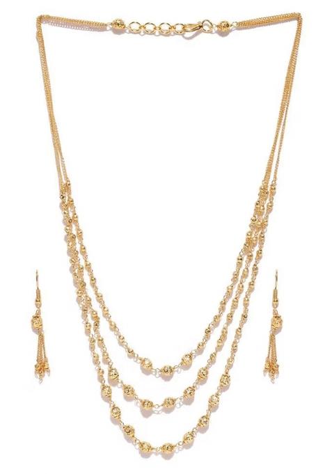 Golden Beads 3 Layer Stylish Necklace For Women