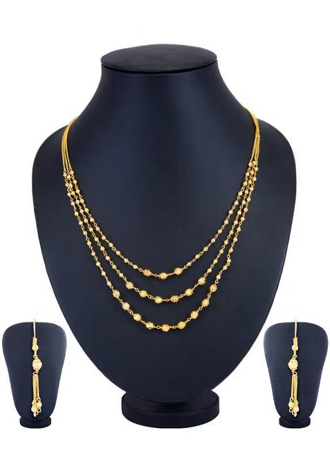 Golden Beads 3 Layer Stylish Necklace For Women