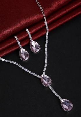 Pink Double Drop Single Layer Pendant Necklace For Women