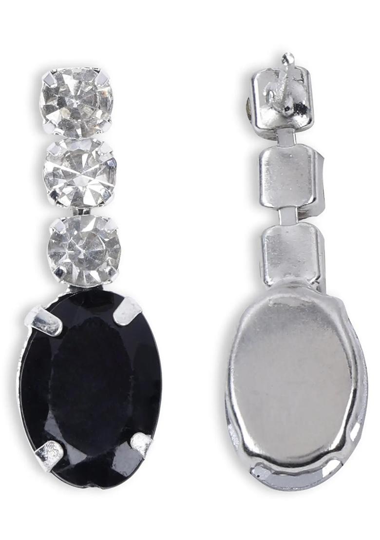 Black 3 Oval Stone Ad Necklace For Women