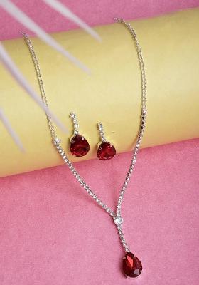 Ad Red Single Drop Pendant Single Line Necklace For Women