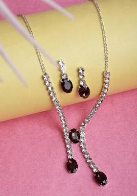Brown 3 Oval Stone Ad Necklace For Women