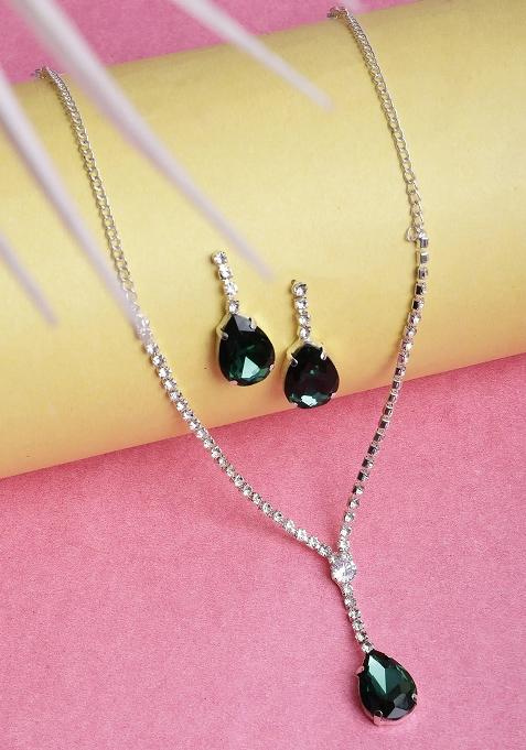 Ad Green Single Drop Pendant Single Line Necklace For Women