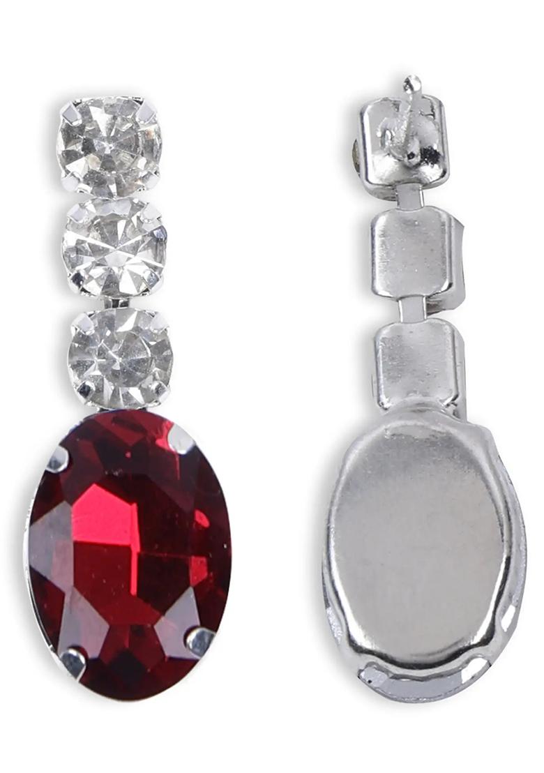 Red 3 Oval Stone Ad Necklace For Women