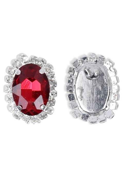 Red 9 Round Stone Ad Necklace Set For Women